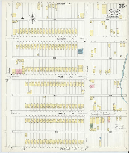 Sanborn Fire Insurance Map from Sharon, Mercer County, Pennsylvania (1908), Sheet #0036 - Complete Map Set gallery image, historic Sanborn map, vintage wall art, Pennsylvania Pennsylvania