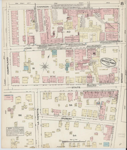 Sanborn Fire Insurance Map from Bridgeport, Fairfield County, Connecticut (1884), Sheet #0008 - Complete Map Set gallery image, historic Sanborn map, vintage wall art, Connecticut Connecticut