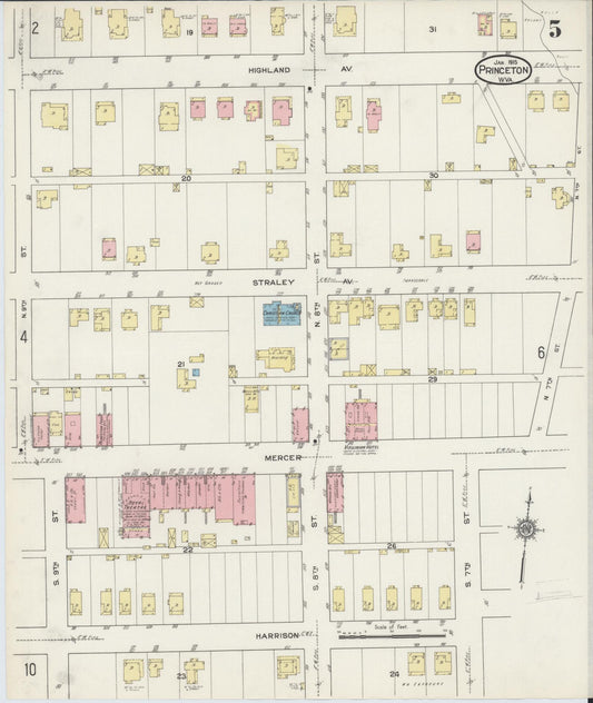 Sanborn Fire Insurance Map from Princeton, Mercer County, West Virginia (1915), Sheet #0005 - Historic Sanborn Fire Insurance Map Print, vintage old map wall art, antique decor, genealogy gift, West Virginia West Virginia map