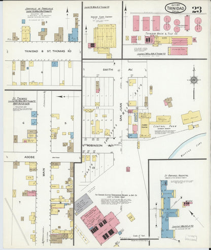 Sanborn Fire Insurance Map from Trinidad, Las Animas County, Colorado (1917), Sheet #0023 - Complete Map Set gallery image, historic Sanborn map, vintage wall art, Colorado Colorado