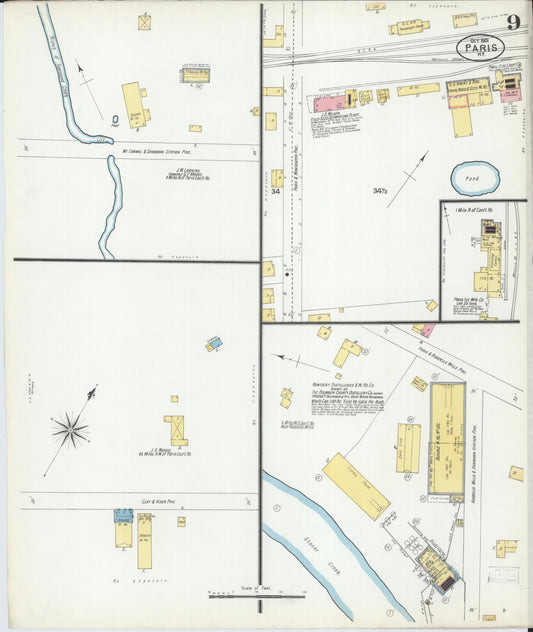 Sanborn Fire Insurance Map from Paris, Bourbon County, Kentucky (1901), Sheet #0009 - Historic Sanborn Fire Insurance Map Print, vintage old map wall art, antique decor, genealogy gift, Kentucky Kentucky map
