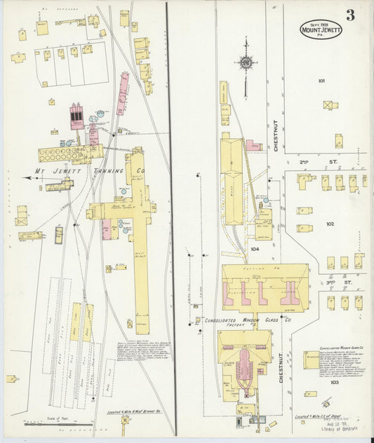 Sanborn Fire Insurance Map from Mount Jewett, McKean County, Pennsylvania (1909), Sheet #0003 - Historic Sanborn Fire Insurance Map Print, vintage old map wall art, antique decor, genealogy gift, Pennsylvania Pennsylvania map