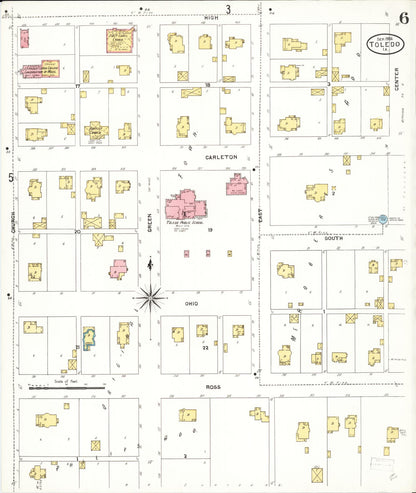 Sanborn Fire Insurance Map from Toledo, Tama County, Iowa (1906), Sheet #0006 - Historic Sanborn Fire Insurance Map Print, vintage old map wall art