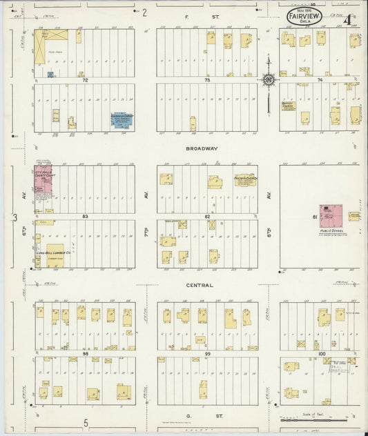 Sanborn Fire Insurance Map from Fairview, Major County, Oklahoma (1916), Sheet #0004 - Historic Sanborn Fire Insurance Map Print, vintage old map wall art, antique decor, genealogy gift, Oklahoma Oklahoma map