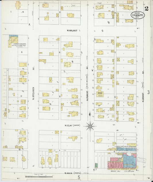 Sanborn Fire Insurance Map from Chanute, Neosho County, Kansas (1902), Sheet #0002 - Historic Sanborn Fire Insurance Map Print, vintage old map wall art, antique decor, genealogy gift, Kansas Kansas map