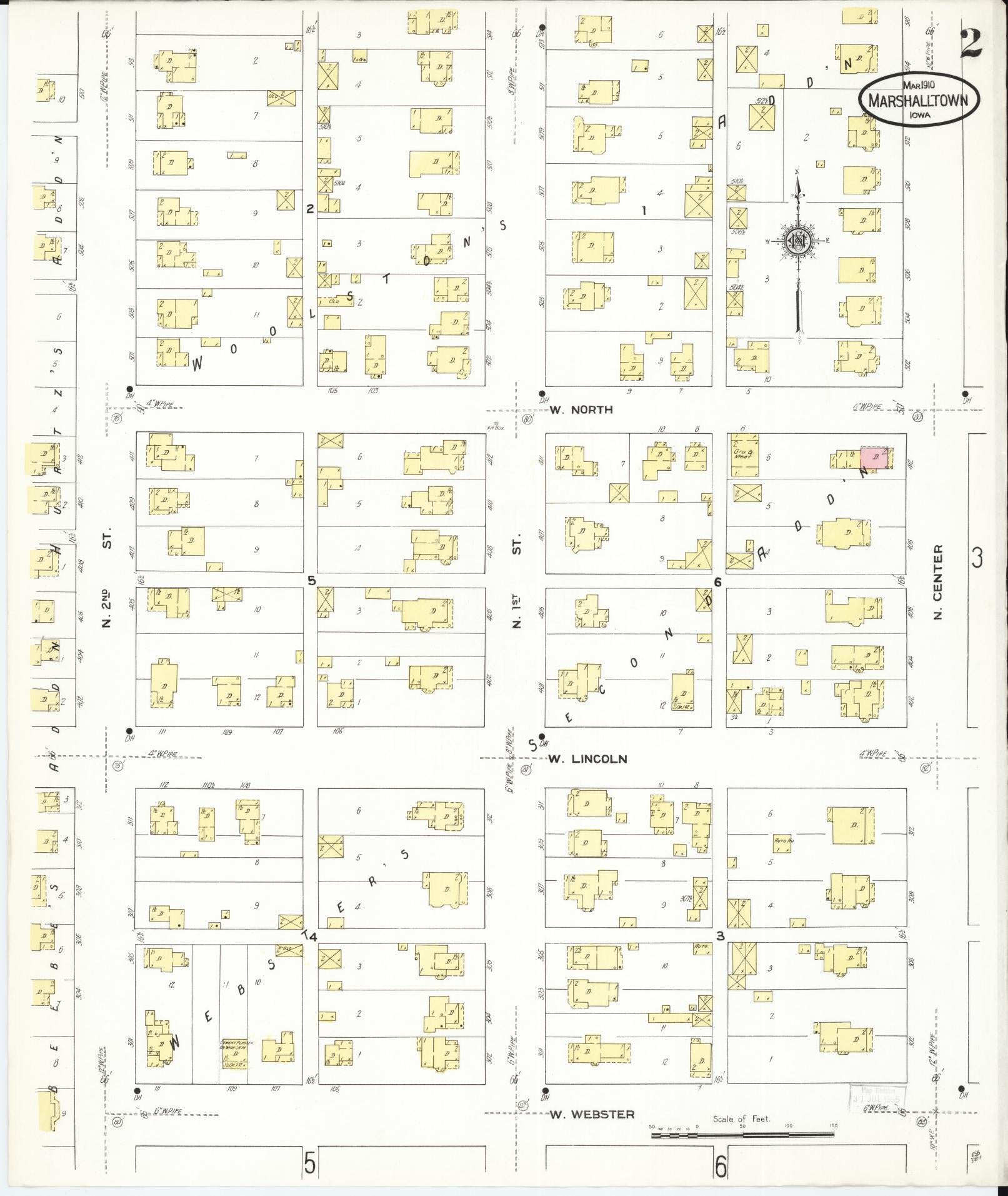 Sanborn Fire Insurance Map from Marshalltown, Marshall County, Iowa (1910), Sheet #0002 - Historic Sanborn Fire Insurance Map Print