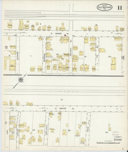 Sanborn Fire Insurance Map from Old Orchard, York County, Maine (1913), Sheet #0011 - Historic Sanborn Fire Insurance Map Print, vintage old map wall art, antique decor, genealogy gift, Maine Maine map