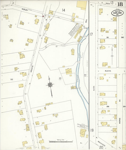 Sanborn Fire Insurance Map from Ashland, Jackson County, Oregon (1911), Sheet #0018 - Historic Sanborn Fire Insurance Map Print, vintage old map wall art, antique decor, genealogy gift, Oregon Oregon map