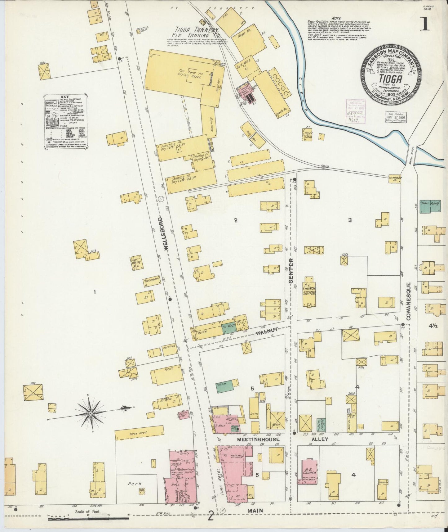 Sanborn Fire Insurance Map from Tioga, Tioga County, Pennsylvania (1903), Sheet #0001 - Complete Map Set gallery image, historic Sanborn map, vintage wall art, Pennsylvania Pennsylvania