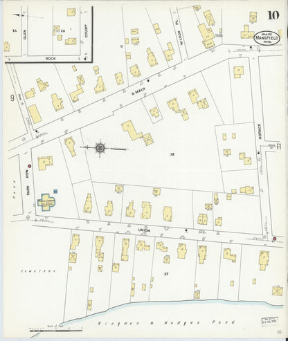 Sanborn Fire Insurance Map from Mansfield, Bristol County, Massachusetts (1911), Sheet #0010 - Historic Sanborn Fire Insurance Map Print, vintage old map wall art, antique decor, genealogy gift, Massachusetts Massachusetts map