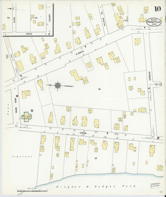 Sanborn Fire Insurance Map from Mansfield, Bristol County, Massachusetts (1911), Sheet #0010 - Historic Sanborn Fire Insurance Map Print, vintage old map wall art, antique decor, genealogy gift, Massachusetts Massachusetts map