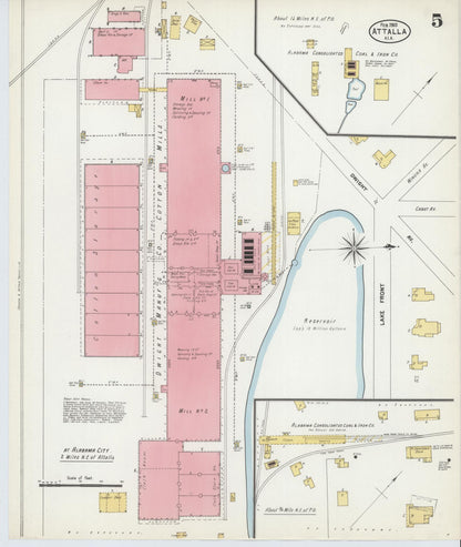 Sanborn Fire Insurance Map from Attalla, Etowah County, Alabama (1903), Sheet #0005 - Complete Map Set gallery image, historic Sanborn map, vintage wall art, Alabama Alabama