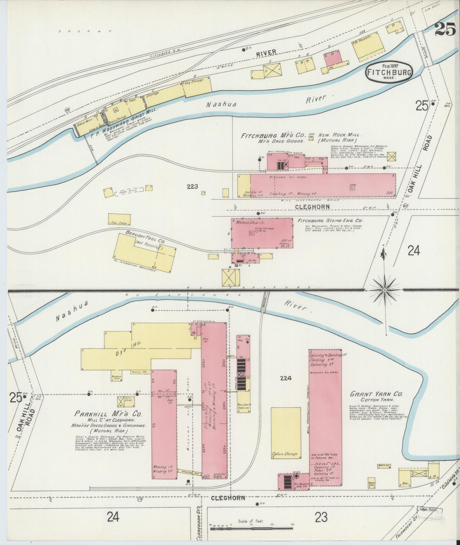Sanborn Fire Insurance Map from Fitchburg, Worcester County, Massachusetts (1897), Sheet #0025 - Complete Map Set gallery image, historic Sanborn map, vintage wall art, Massachusetts Massachusetts