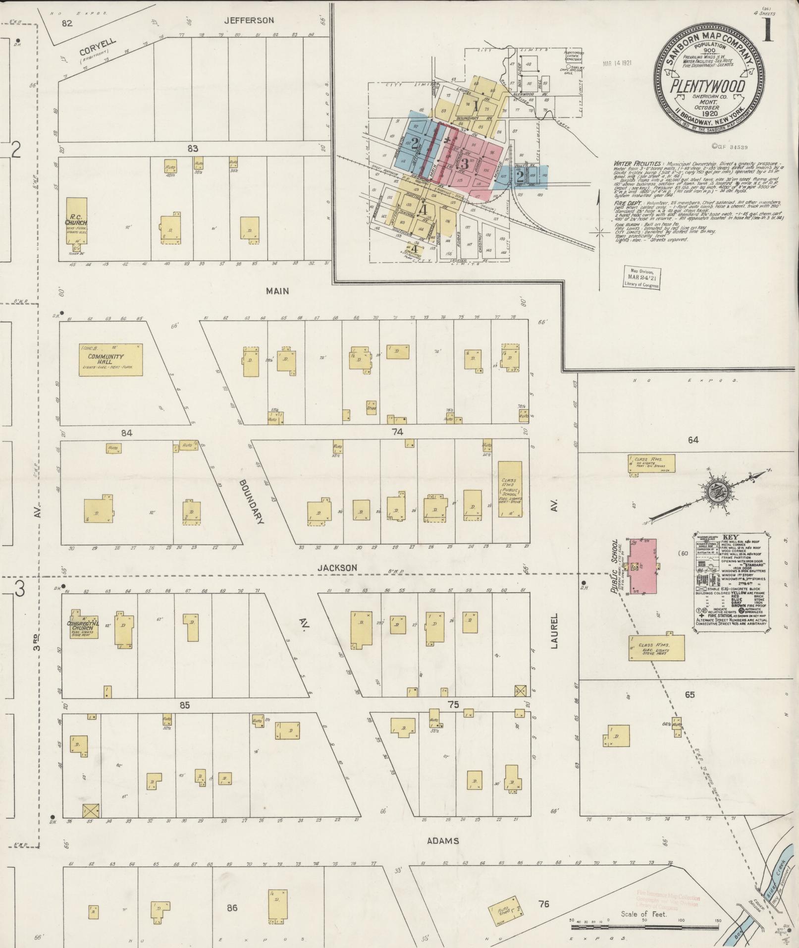 Sanborn Fire Insurance Map from Plentywood, Sheridan County, Montana (1920), Sheet #0001 - Complete Map Set gallery image, historic Sanborn map, vintage wall art, Montana Montana