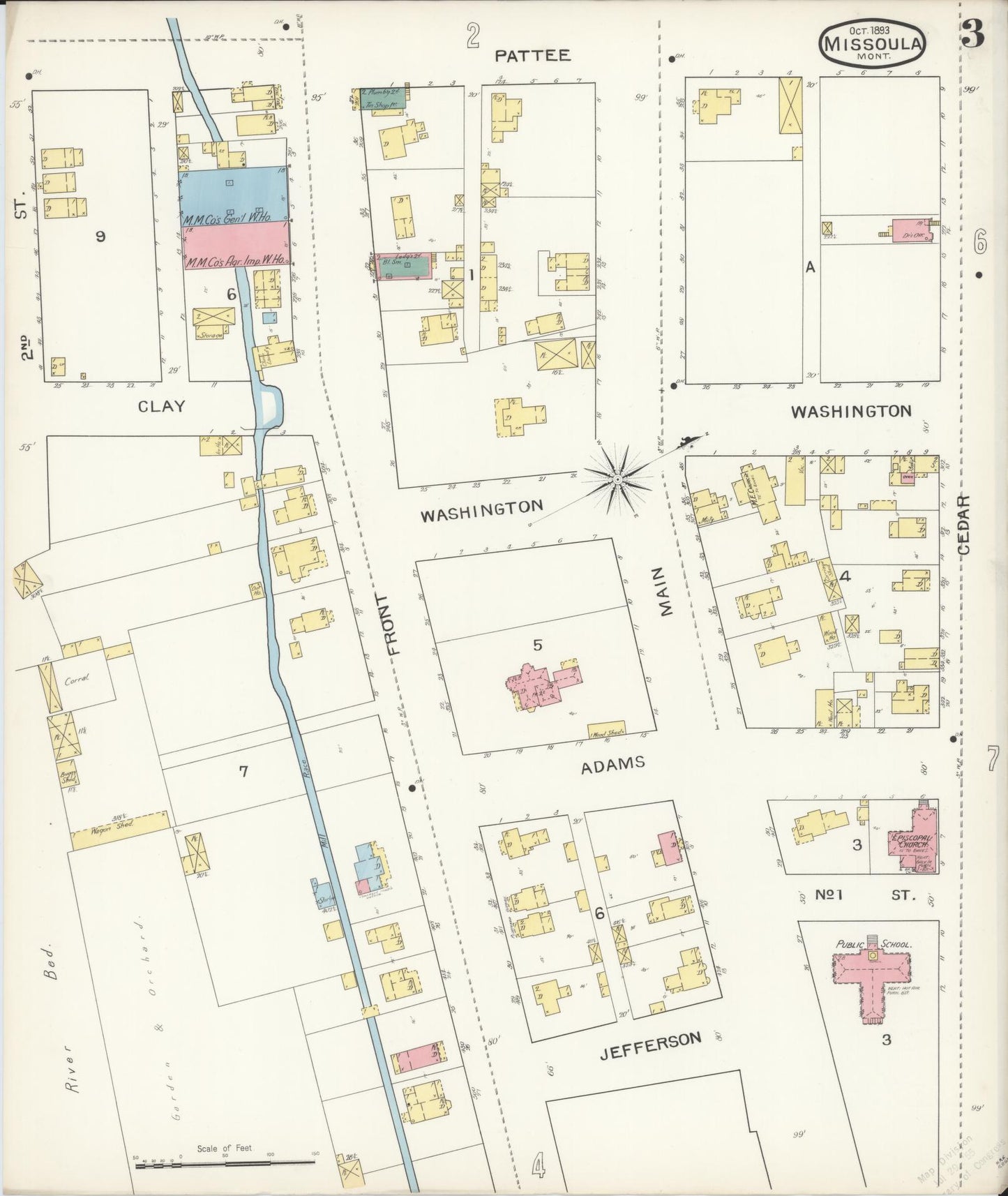 Sanborn Fire Insurance Map from Missoula, Missoula County, Montana (1893), Sheet #0003 - Complete Map Set gallery image, historic Sanborn map, vintage wall art, Montana Montana