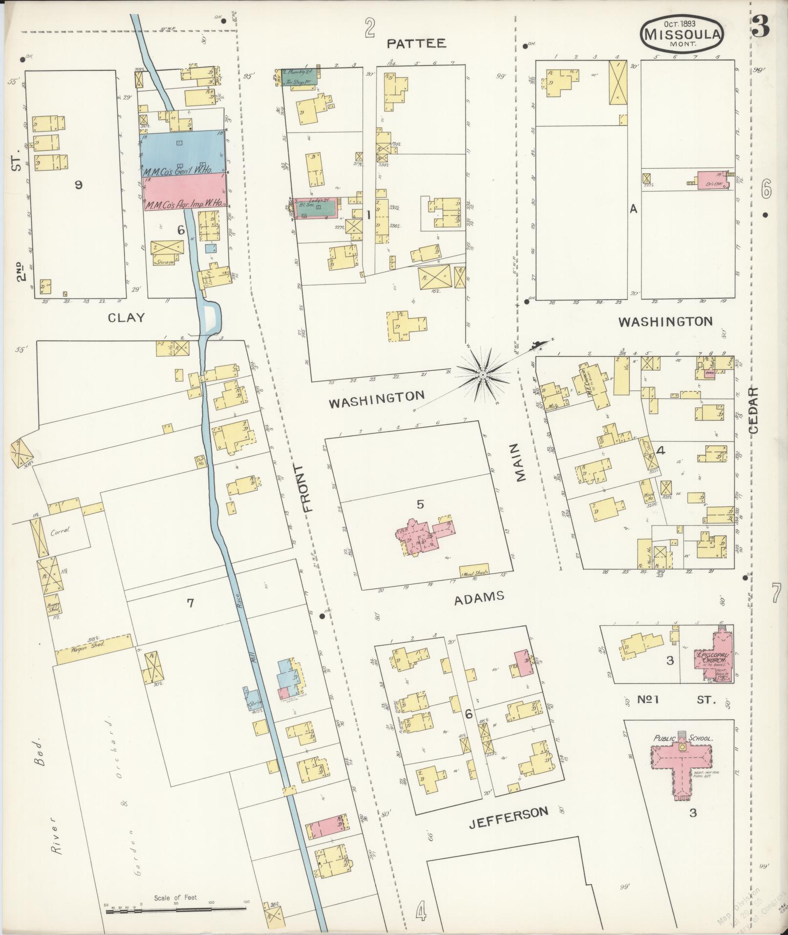 Sanborn Fire Insurance Map from Missoula, Missoula County, Montana (1893), Sheet #0003 - Complete Map Set gallery image, historic Sanborn map, vintage wall art, Montana Montana