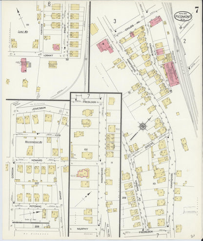 Sanborn Fire Insurance Map from Piedmont, Mineral County, West Virginia (1913), Sheet #0007 - Complete Map Set gallery image, historic Sanborn map, vintage wall art, West Virginia West Virginia