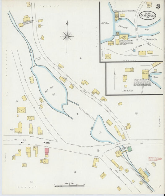 Sanborn Fire Insurance Map from Chateaugay, Franklin County, New York (1899), Sheet #0003 - Historic Sanborn Fire Insurance Map Print, vintage old map wall art, antique decor, genealogy gift, New York New York map
