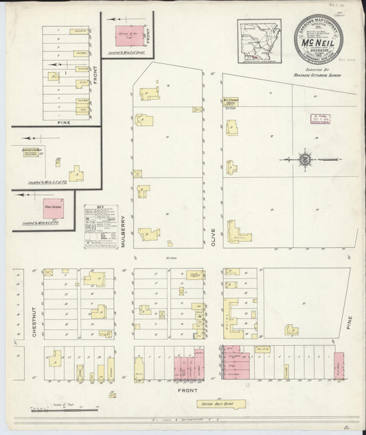 Sanborn Fire Insurance Map from McNeil, Columbia County, Arkansas (1913), Sheet #0001 - Historic Sanborn Fire Insurance Map Print, vintage old map wall art, antique decor, genealogy gift, Arkansas Arkansas map