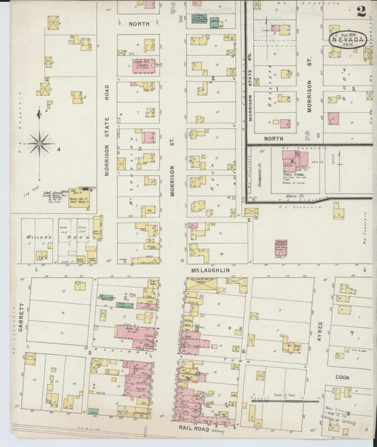 Sanborn Fire Insurance Map from Nevada, Wyandot County, Ohio (1895), Sheet #0002 - Historic Sanborn Fire Insurance Map Print, vintage old map wall art, antique decor, genealogy gift, Nevada Nevada map
