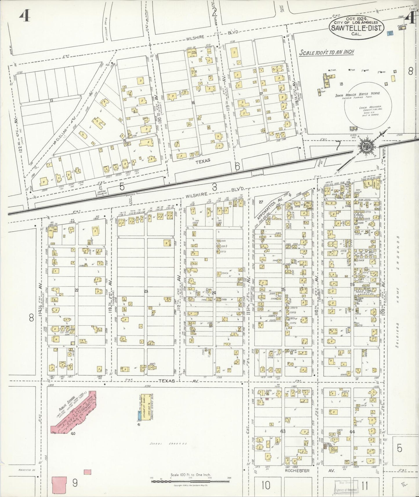 Sanborn Fire Insurance Map from Sawtelle, Los Angeles County, California (1924), Sheet #0004 - Complete Map Set gallery image, historic Sanborn map, vintage wall art, California California
