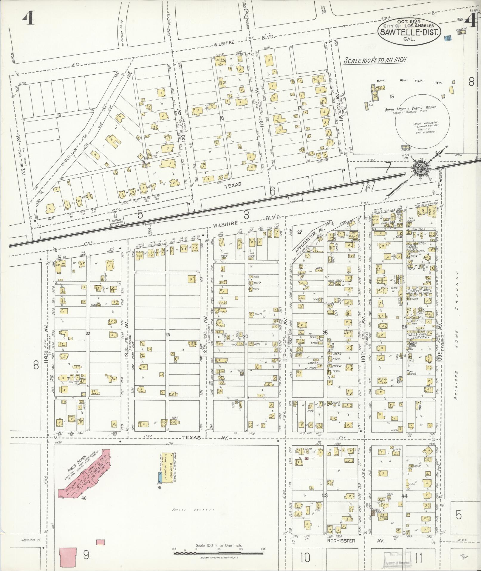 Sanborn Fire Insurance Map from Sawtelle, Los Angeles County, California (1924), Sheet #0004 - Complete Map Set gallery image, historic Sanborn map, vintage wall art, California California