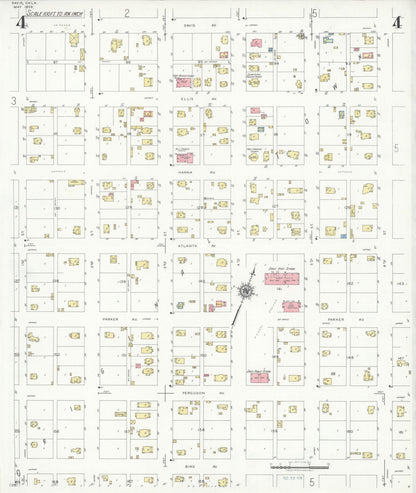 Sanborn Fire Insurance Map from Davis, Murray County, Oklahoma (1939), Sheet #0004 - Complete Map Set gallery image, historic Sanborn map, vintage wall art, Oklahoma Oklahoma