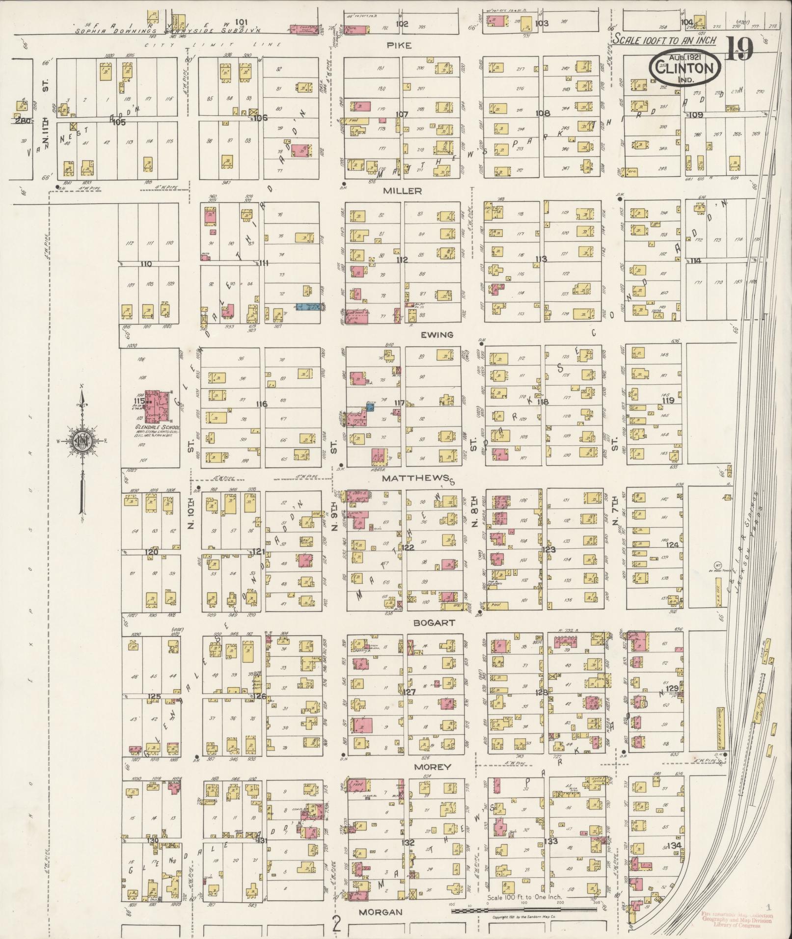 Sanborn Fire Insurance Map from Clinton, Vermillion County, Indiana (1921), Sheet #0019 - Complete Map Set gallery image, historic Sanborn map, vintage wall art, Indiana Indiana
