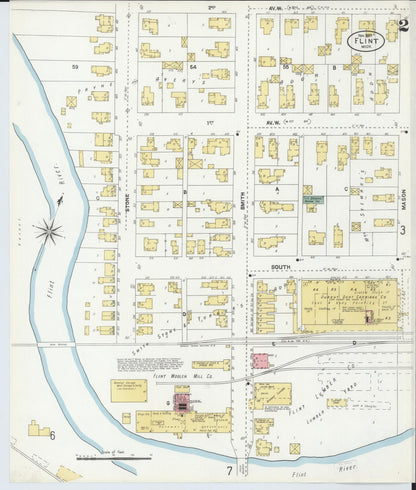 Sanborn Fire Insurance Map from Flint, Genesee County, Michigan (1902), Sheet #0002 - Historic Sanborn Fire Insurance Map Print, vintage old map wall art, antique decor, genealogy gift, Michigan Michigan map