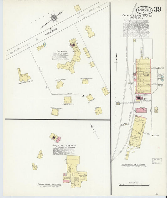 Sanborn Fire Insurance Map from Asheville, Buncombe County, North Carolina (1913), Sheet #0039 - Historic Sanborn Fire Insurance Map Print, vintage old map wall art, antique decor, genealogy gift, North Carolina North Carolina map