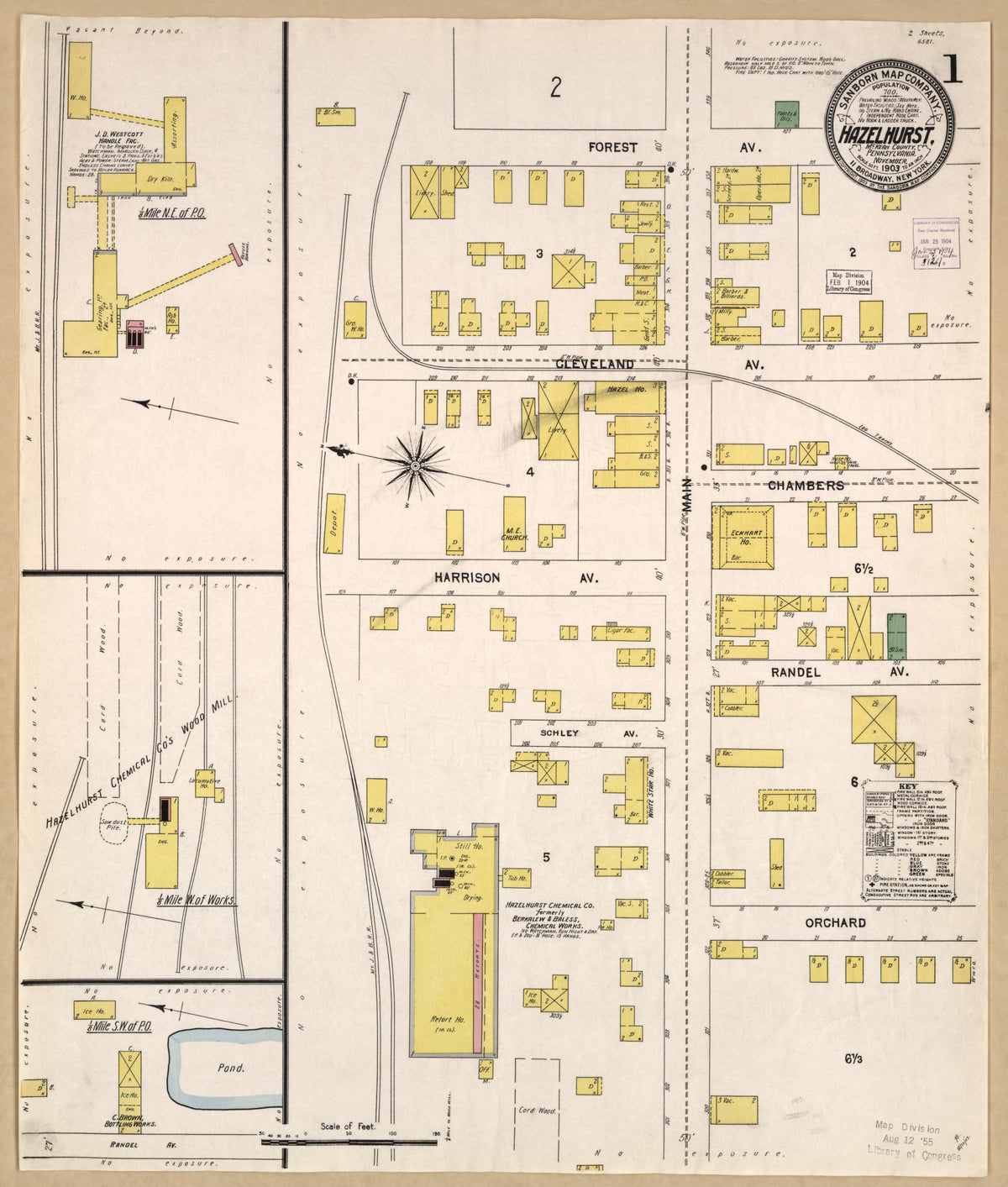 Sanborn Fire Insurance Map from Hazelhurst, McKean County, Pennsylvania (1903), Sheet #0001 - Historic Sanborn Fire Insurance Map Print, vintage old map wall art, antique decor, genealogy gift, Pennsylvania Pennsylvania map