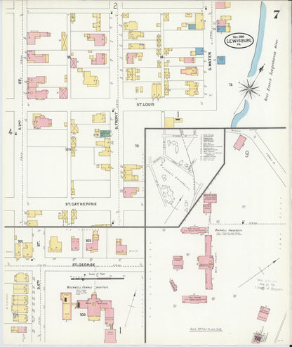Sanborn Fire Insurance Map from Lewisburg, Union County, Pennsylvania (1906), Sheet #0007 - Complete Map Set gallery image, historic Sanborn map, vintage wall art, Pennsylvania Pennsylvania