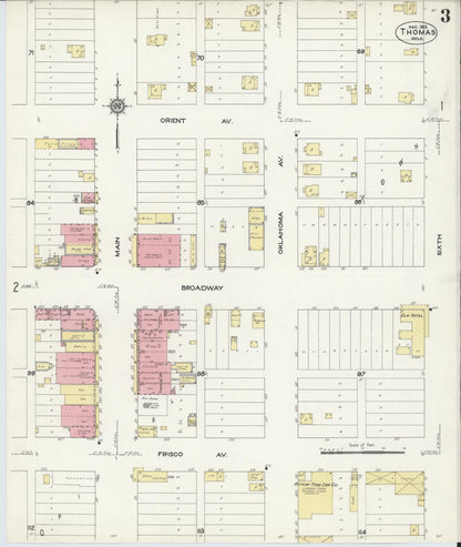 Sanborn Fire Insurance Map from Thomas, Custer County, Oklahoma (1914), Sheet #0003 - Complete Map Set gallery image, historic Sanborn map, vintage wall art, Oklahoma Oklahoma