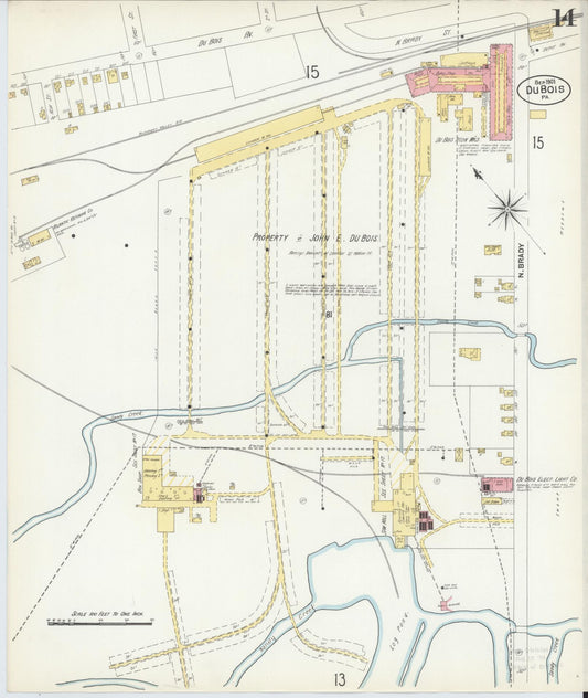 Sanborn Fire Insurance Map from Du Bois, Clearfield County, Pennsylvania (1901), Sheet #0014 - Historic Sanborn Fire Insurance Map Print, vintage old map wall art, antique decor, genealogy gift, Pennsylvania Pennsylvania map