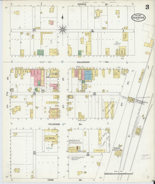 Sanborn Fire Insurance Map from Okarche, Kingfisher and Canadian Counties, Oklahoma (1904), Sheet #0003 - Historic Sanborn Fire Insurance Map Print, vintage old map wall art, antique decor, genealogy gift, Oklahoma Oklahoma map