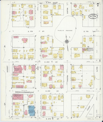 Sanborn Fire Insurance Map from Alton, Madison County, Illinois (1915), Sheet #0007 - Complete Map Set gallery image, historic Sanborn map, vintage wall art, Illinois Illinois
