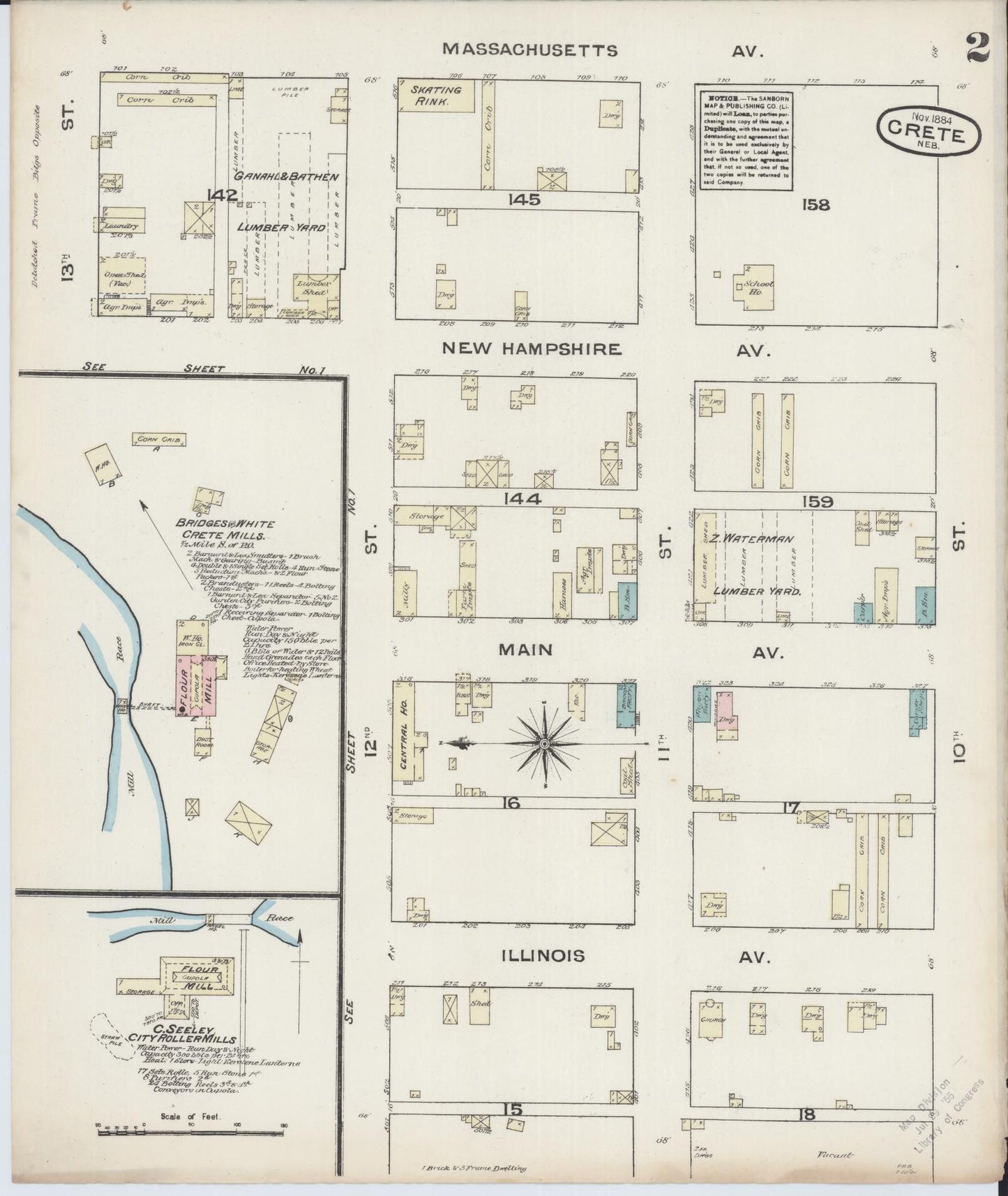 Sanborn Fire Insurance Map from Crete, Saline County, Nebraska (1884), Sheet #0002 - Complete Map Set gallery image, historic Sanborn map, vintage wall art, Nebraska Nebraska