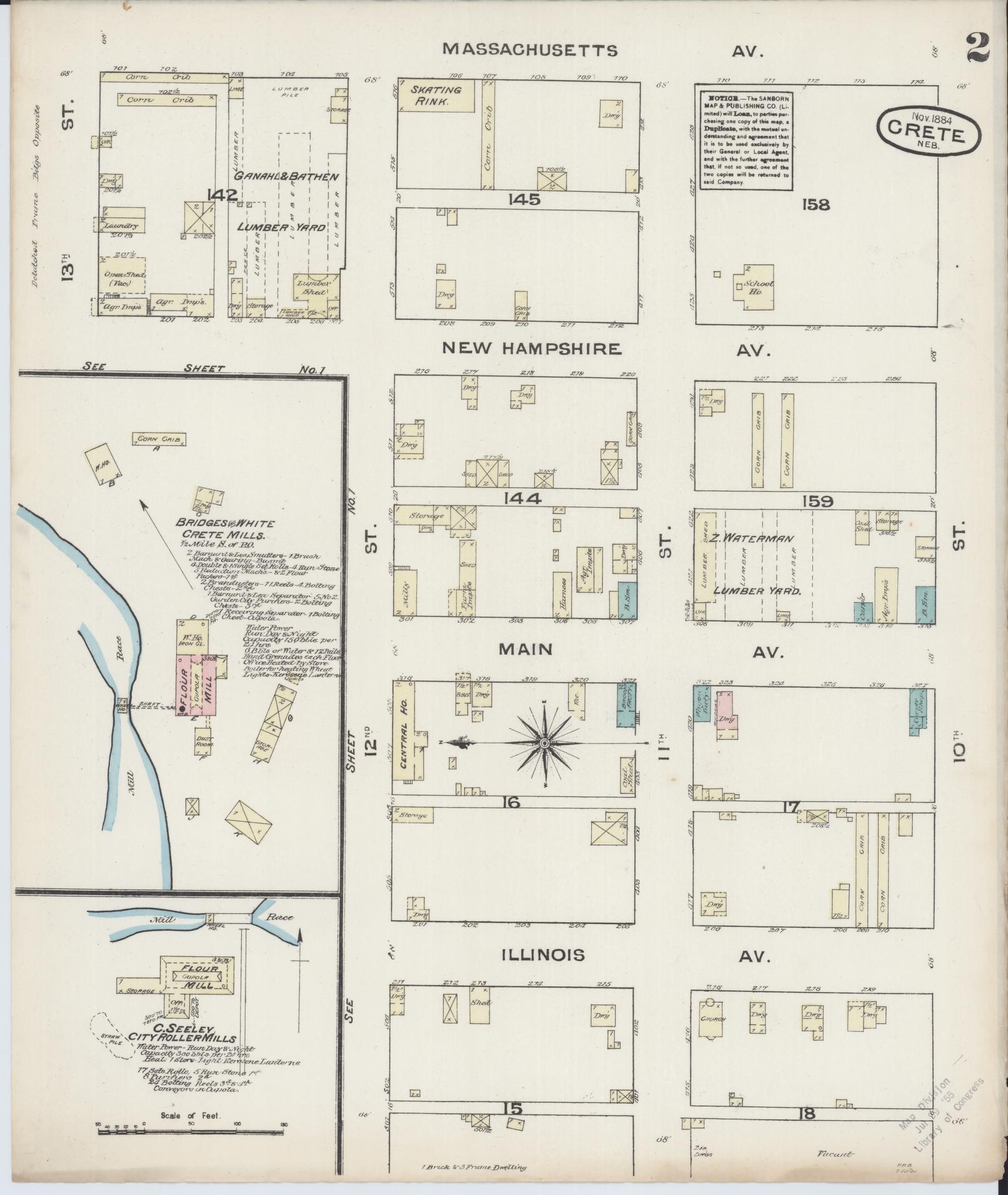 Sanborn Fire Insurance Map from Crete, Saline County, Nebraska (1884), Sheet #0002 - Complete Map Set gallery image, historic Sanborn map, vintage wall art, Nebraska Nebraska