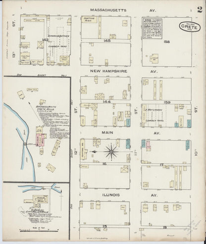 Sanborn Fire Insurance Map from Crete, Saline County, Nebraska (1884), Sheet #0002 - Complete Map Set gallery image, historic Sanborn map, vintage wall art, Nebraska Nebraska