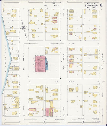 Sanborn Fire Insurance Map from Little Falls, Morrison County, Minnesota (1915), Sheet #0006 - Complete Map Set gallery image, historic Sanborn map, vintage wall art, Minnesota Minnesota