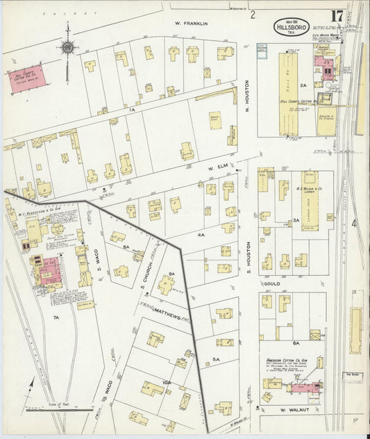 Sanborn Fire Insurance Map from Hillsboro, Hill County, Texas (1911), Sheet #0017 - Historic Sanborn Fire Insurance Map Print, vintage old map wall art, antique decor, genealogy gift, Texas Texas map