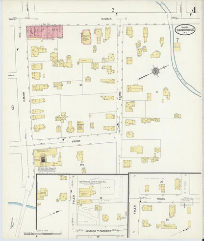 Sanborn Fire Insurance Map from Bainbridge, Chenango County, New York (1912), Sheet #0004 - Historic Sanborn Fire Insurance Map Print, vintage old map wall art, antique decor, genealogy gift, New York New York map