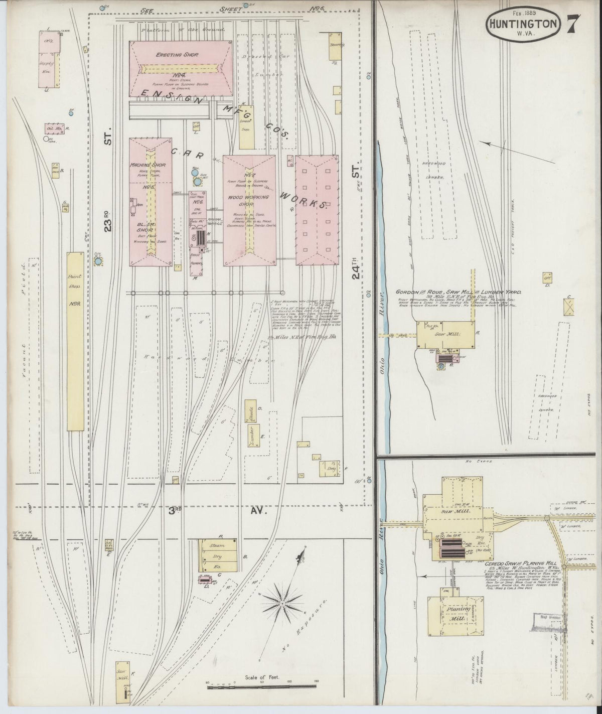 Sanborn Fire Insurance Map from Huntington, Cabell County, West Virginia (1889), Sheet #0007 - Complete Map Set gallery image, historic Sanborn map, vintage wall art, West Virginia West Virginia