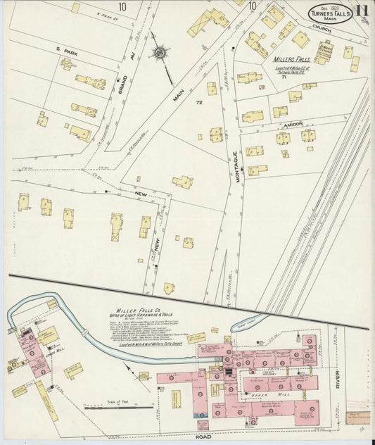 Sanborn Fire Insurance Map from Turners Falls, Franklin County, Massachusetts (1909), Sheet #0011 - Historic Sanborn Fire Insurance Map Print, vintage old map wall art, antique decor, genealogy gift, Massachusetts Massachusetts map