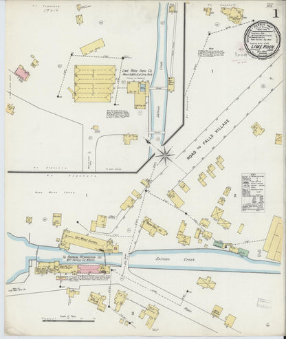 Sanborn Fire Insurance Map from Lime Rock, Litchfield County, Connecticut (1895), Sheet #0001 - Complete Map Set gallery image, historic Sanborn map, vintage wall art, Connecticut Connecticut