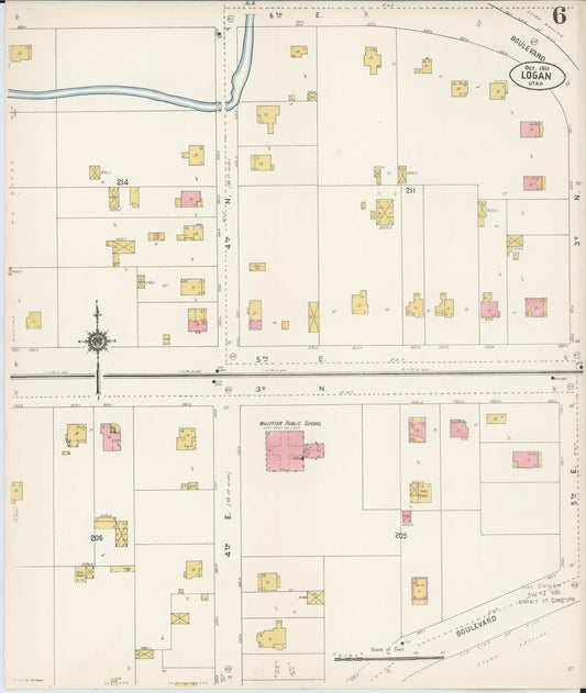Sanborn Fire Insurance Map from Logan, Cache County, Utah (1911), Sheet #0006 - Historic Sanborn Fire Insurance Map Print, vintage old map wall art, antique decor, genealogy gift, Utah Utah map
