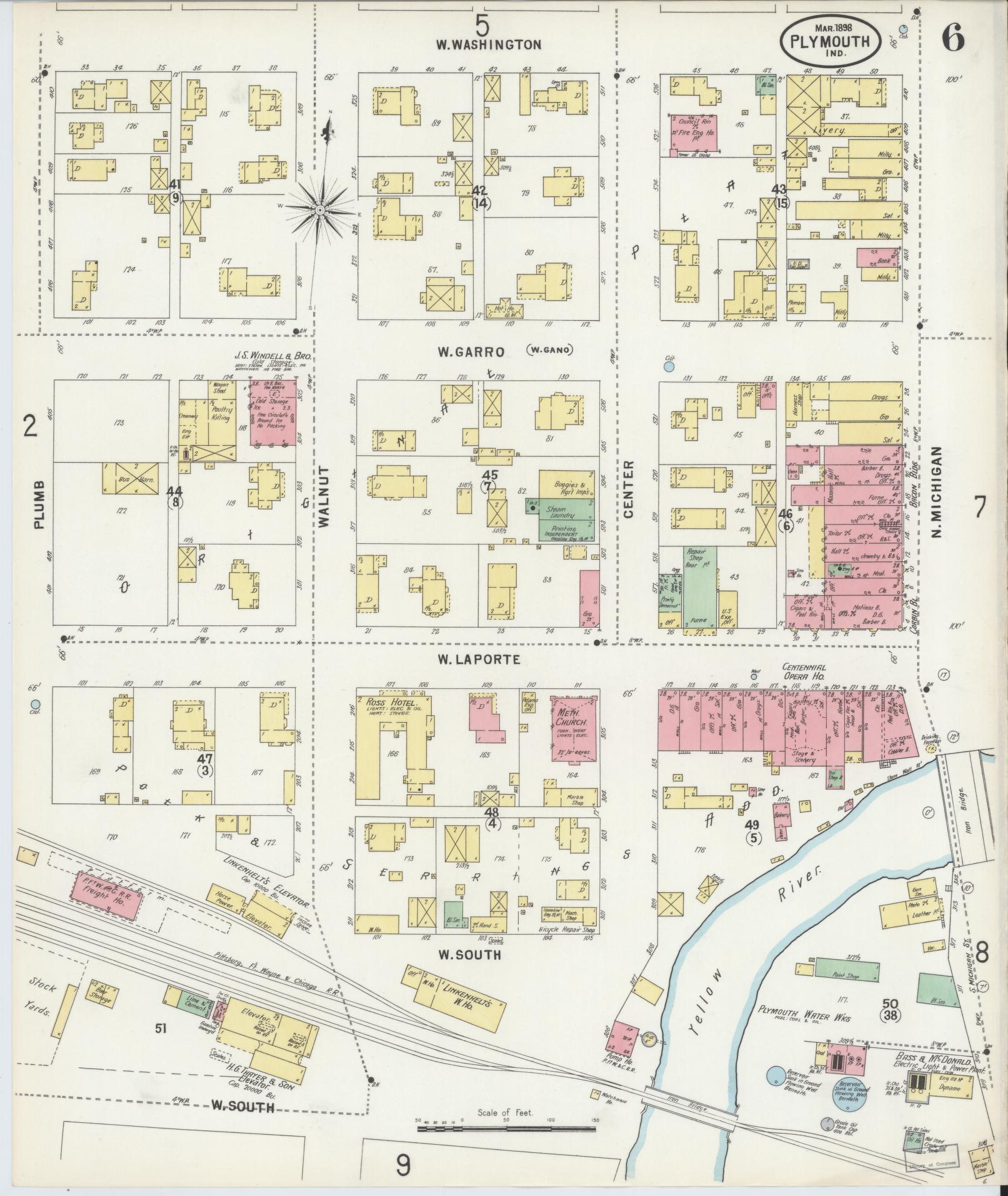 Sanborn Fire Insurance Map from Plymouth, Marhshall County, Indiana (1898), Sheet #0006 - Complete Map Set gallery image, historic Sanborn map, vintage wall art, Indiana Indiana