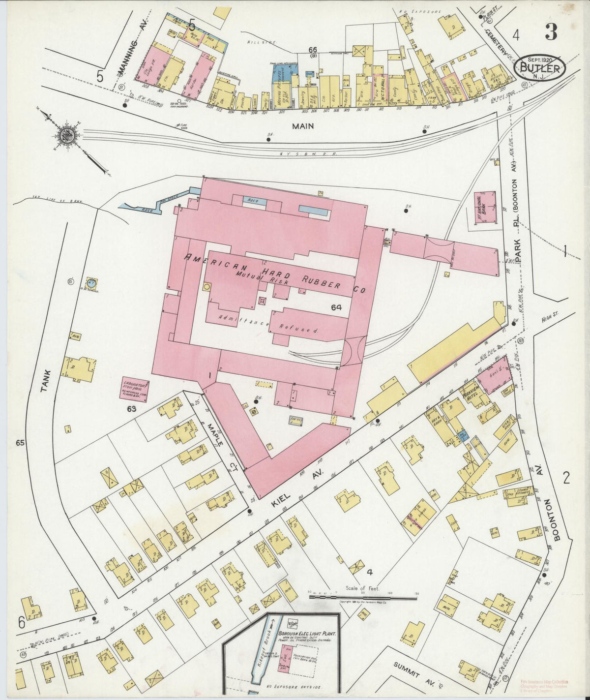 Sanborn Fire Insurance Map from Butler, Morris County, New Jersey (1920), Sheet #0003 - Complete Map Set gallery image, historic Sanborn map, vintage wall art, New Jersey New Jersey