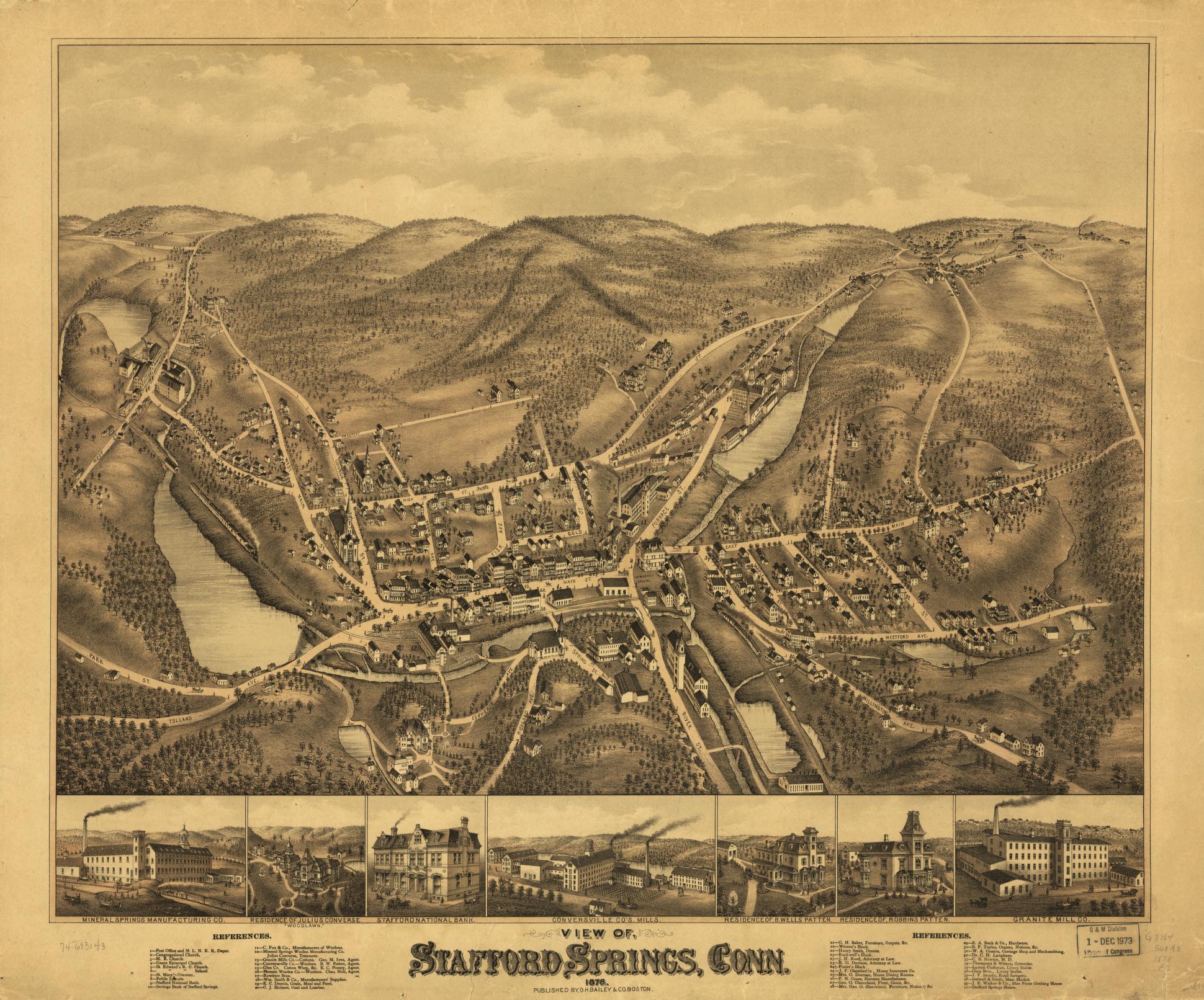 View of Stafford Springs, Conn. 1878. (1878) – Historic Bird’s-Eye View Panorama Print