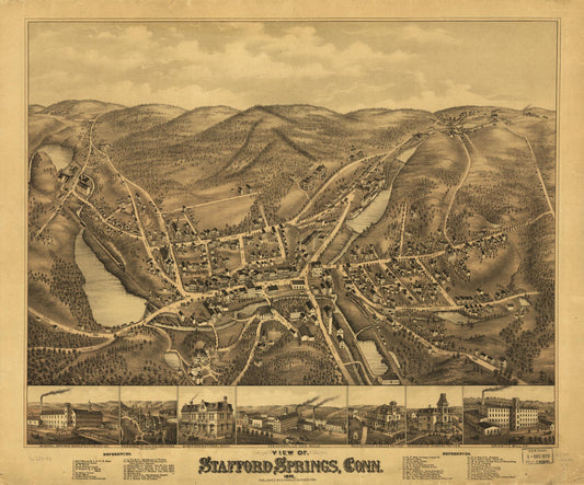 View of Stafford Springs, Conn. 1878. (1878) – Historic Bird’s-Eye View Panorama Print